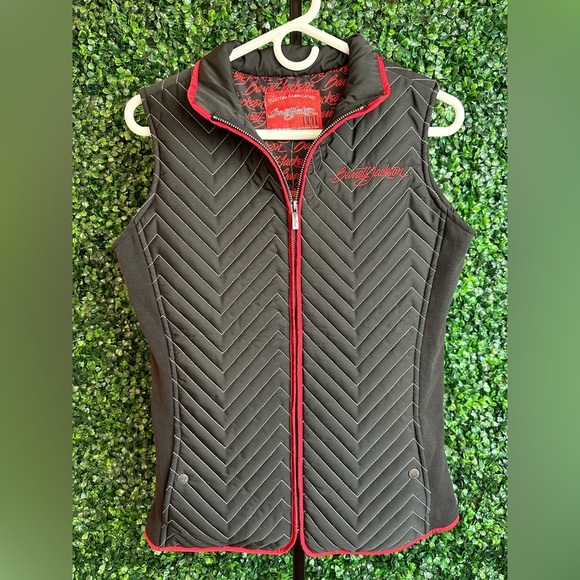 Barrett Jackson Jackets & Blazers - NWT Barrett Jackson Women’s Black/Red Zigzag Quilted Vest Sz Small